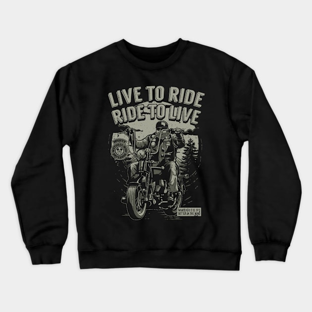 Ride2Live Crewneck Sweatshirt by Dark Planet Tees